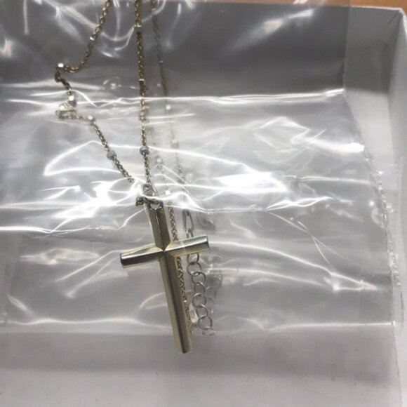 Argento Vivo Sterling Two-Tone Cross Pendant Necklace - Picture 2 of 3